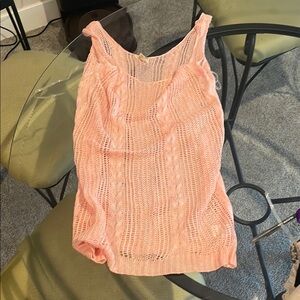 POL Orange Ribbed Sleeveless Tank Top